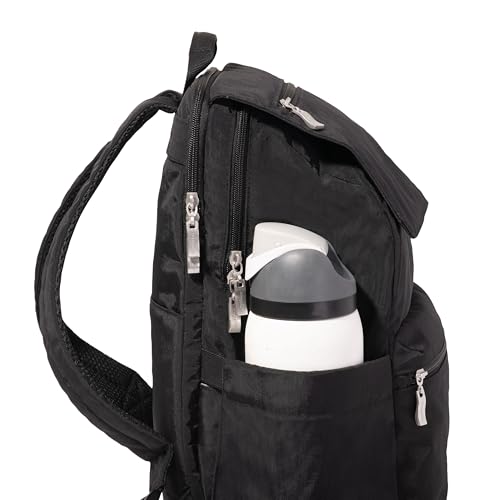 Baggallini Flap Laptop Backpack - 15"x11" Lightweight Work Travel Bag w/Luggage Sleeve & RFID