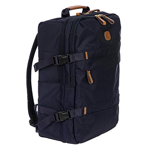 Bric's X-Travel Montagne Backpack 16 Inch, Water-Resistant Recycled Nylon Carry-On Daypack with Compression Straps, Padded Backpanel, Laptop Sleeve and Luggage Pass-Through - Navy