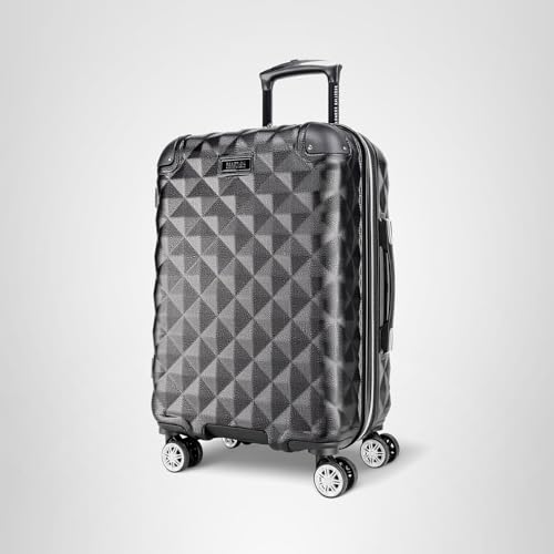 Kenneth Cole REACTION Diamond Tower Collection Lightweight Hardside Expandable 8-Wheel Spinner Travel Luggage, Black, 2-Piece Bundle (Carry On + Backpack)