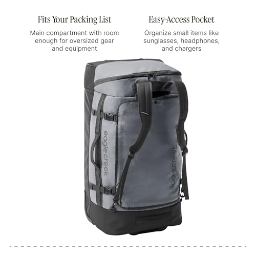 Eagle Creek Cargo Hauler XT Wheeled Duffel - Wheeled Backpack Duffel - Deployable Backpack Straps - Lockable U-Lid & Easy Access Compartment - 32" - Charcoal