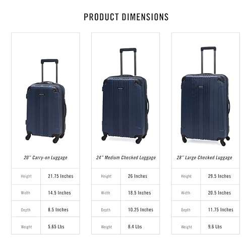 Kenneth Cole REACTION Out of Bounds Lightweight Hardshell 4-Wheel Spinner Luggage, Naval, 28-Inch Checked