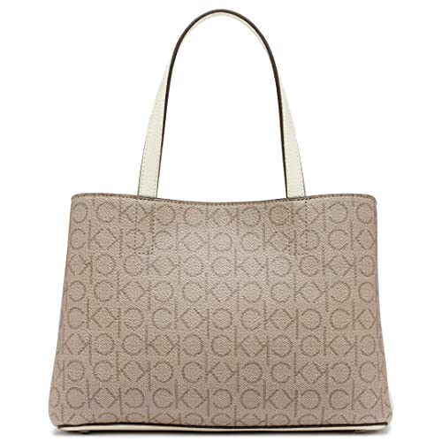 Calvin Klein Adeline Triple Compartment Satchel, Almond/Taupe/Cherub White