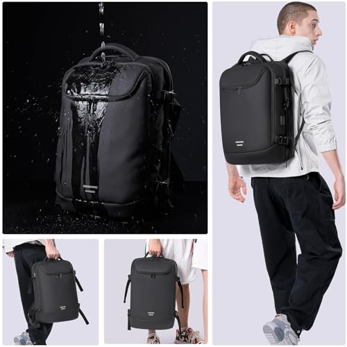 TANGCORLE Travel Carry on Backpack 50L Expandable Flight Approved Backpacks 17.3 inch Laptop and USB Charging Port bags Water Resistant Business Back Pack for Women & Men