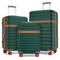Kono Luggage Set 3 Pieces Expandable PC ABS Durable Suitcase Hardside with Double Spinner Wheels Tsa Lock Green(20in/24in/28in)