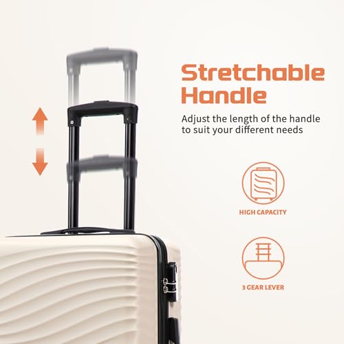Rosamo Luggage Sets 3 Piece, ABS Suitcase Set (20/24/28), Hardside luggage with Spinner Wheels, Travel Luggage, 14x8x9 Airline Approved Carry on, Lightweight Luggage with High-Security Lock