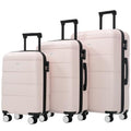 Merax Luggage Sets,ABS Durable Hardcase Suitcase Double Wheels 3 Piece Carry on Suitcase Airline Approved,Light Pink
