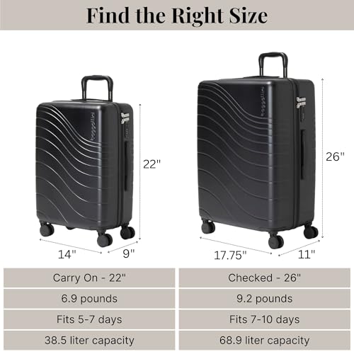 Baggallini Set Wave 26” 4 Wheel Hardside Luggage - Lightweight Suitcase with Wheels