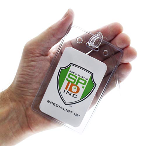 Bulk 25 Pack - Locking TOP Clear Plastic Luggage Identification Tags with Loops Included - Business Card or Photo Insert Bag Tags - Great for Travel and Student ID’s by Specialist ID