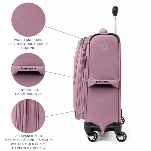 Travelpro Maxlite 5 Softside Expandable Luggage with 4 Spinner Wheels, Lightweight Suitcase, Men and Women, International, Orchid Pink Purple, Carry-on 19-Inch