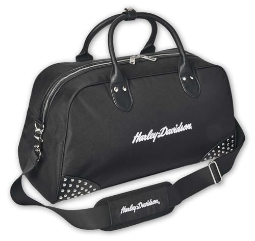 Harley-Davidson Women's 3D H-D Script Studded Duffel Bag, Moonshadow Black