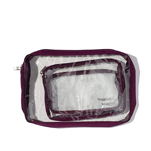 Baggallini Clear Travel Pouches - 3-Piece Cosmetic Bags Set - Lightweight Water Resistant Travel Essential