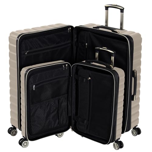 Kenneth Cole REACTION Madison Square Lightweight Hardside Chevron Expandable Spinner Luggage, Taupe, 2-Piece Set (20" & 28")