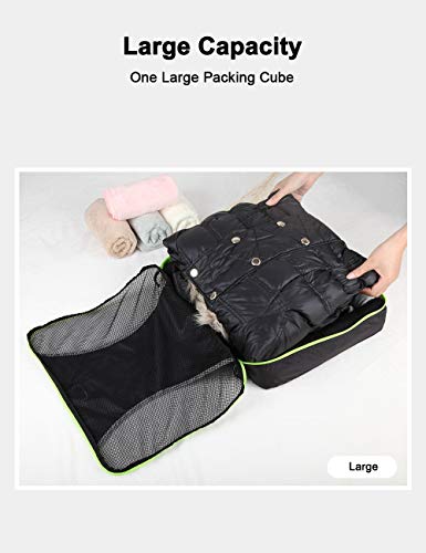 GOX Premium 5-Piece Packing Cubes Set for Travel, Lightweight Durable Luggage Organizer Bags with Double Zipper Mesh Top, 1 Large 2 Medium 2 Small, Nylon, Space-Saving Suitcase Storage (Black)