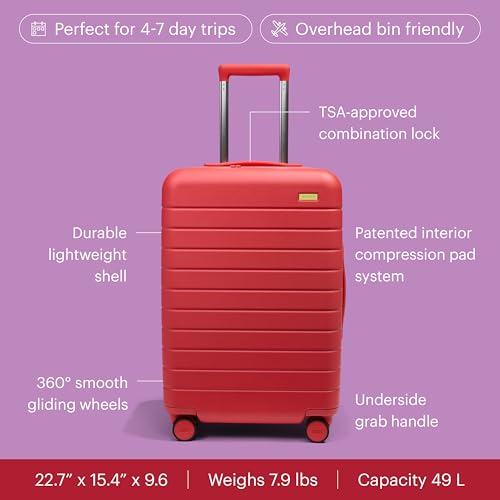 Away Toy Story 5 Bigger Carry-On Luggage - 23-Inch Lightweight Hardside Suitcase with 360° Spinner Wheels, Interior Compression System, TSA-Accepted Lock - Jessie Red