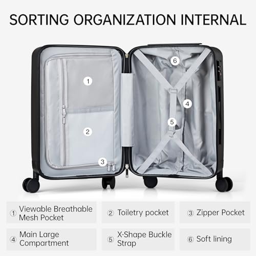 MILADA 20 Inch Carry On Luggage, 22x14x9 Airline Approved Hard Shell Carry On Suitcase with Wheels, TSA Approved Lock, Lightweight Hard Case Travel Luggage, Bamboo Green