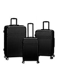 Rockland Pista Hardside 3 Piece Abs Non-Expandable Luggage Set, (20"/24"/28"), Black