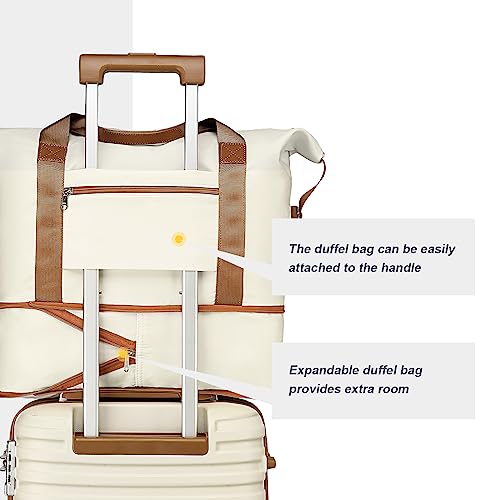 Joyway Carry On Luggage 20 Inch Expandable Suitcase with Spinner Wheel, 3 Piece Hard Shell Luggage Set with TSA Lock(White)
