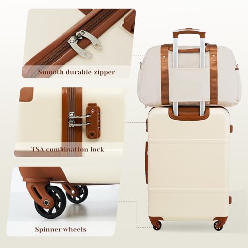 Coolife Luggage Set 6-Piece Suitcase Set Carry On Luggage PC Hardside Luggage TSA Lock Spinner Wheels Telescopic Handle