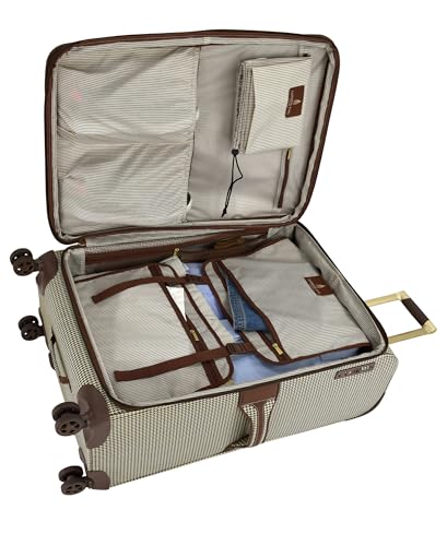 London Fog Cambridge 29" Expandable Spinner Softside Suitcase, Olive Houndstooth