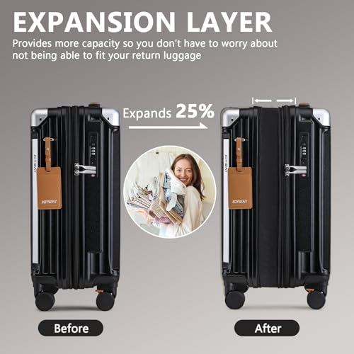 Joyway 5 Piece Luggage Set - Expandable 25%, Anti - Slip Wheels, Cup Holder, TSA Locks, Handbag Included - Ideal for Men & Women's Travel, Black