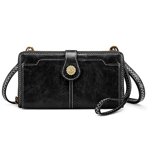 S-ZONE Vegan Leather Crossbody Bags for Women Small Cell Phone Purse RFID Blocking Clutch Purses with 2 Straps