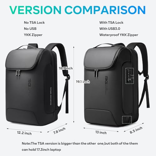 BANGE Men's Anti-Theft Backpack,Waterproof Fashion Travel Backpacks,High Tech Backpack with USB3.0 Charging Port,Business Laptop Backpack Fits 17.3 Inch Notebook…