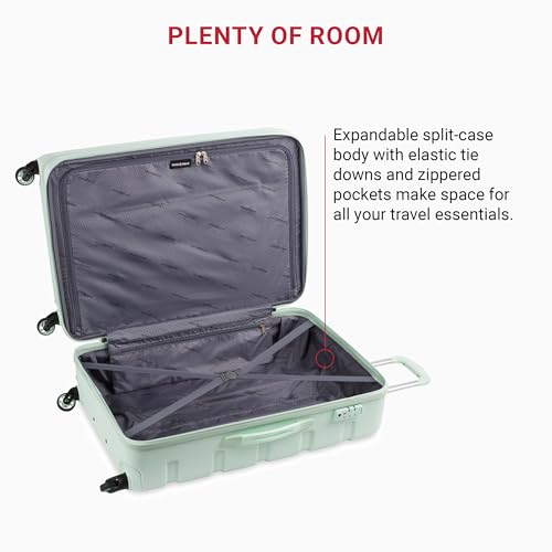 SwissGear 7366 Signature Hardside Expandable Luggage with Spinner Wheels, TSA Lock, Clearly Aqua, Checked-Large 27-Inch