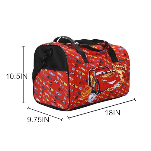 Bioworld Cars Lightning McQueen Kids' 4-Piece Travel Set With Suitcase, Duffle Bag, Toiletries Case, and Luggage Tag