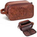 Personalized Travel Toiletry Bag for Men, Father Day Gifts, Engraved Initials Waterproof PU Leather Toiletry Bag, Large Capacity Portable Shaving Bag, Unique Birthday Gift for Men Dad Husband Him,M