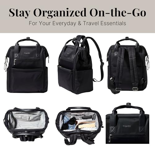 Baggallini Soho Backpack - Travel Laptop Backpack for Women - Lightweight Water-Resistant Luggage Bag, Black