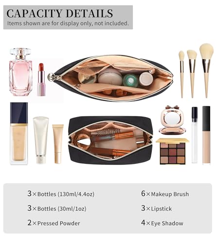 sevelly A-Z Personalized Makeup Bag 2 PCS, Birthday Gifts for Women Mom, Gifts for Best Friend, Bride Bridesmaid Cosmetic bag (A)