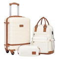 Coolife Suitcase Set 3 Piece Luggage Set Carry On Travel Luggage TSA Lock Spinner Wheels Hardshell Lightweight Luggage Set(White, 3 piece set (BP/TB/20))