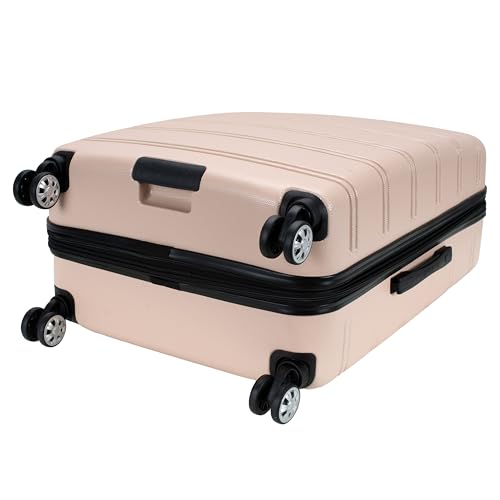 Rockland Melbourne Hardside Expandable Spinner Wheel Luggage, Checked Large 28", Champagne