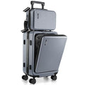 TRAVELARIM 20 Inch Carry On Luggage 22x14x9 Airline Approved, Carry On Suitcase with Wheels, Hard-shell Carry-on Luggage, Grey Small Suitcase, Hardside Luggage Carry On with Cosmetic Carry On Bag