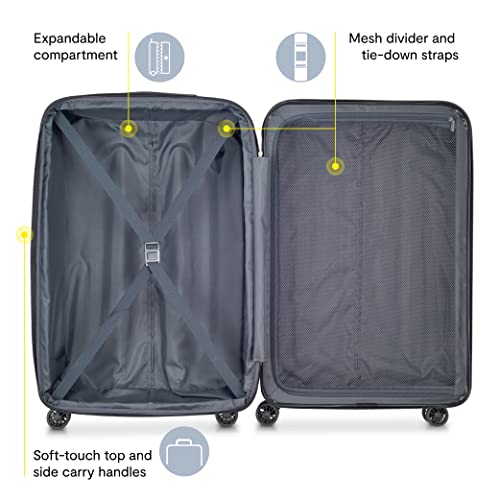 DELSEY PARIS Helium Aero Hardside Expandable Luggage with Spinner Wheels, Blue Cobalt, Checked-Large 28 Inch