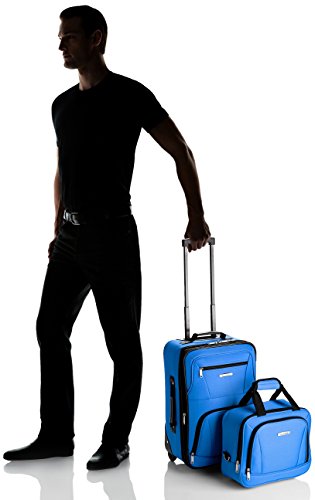 Rockland Fashion Softside 2 Piece Luggage Set, Expandable, (14" Tote/19" Upright), Blue