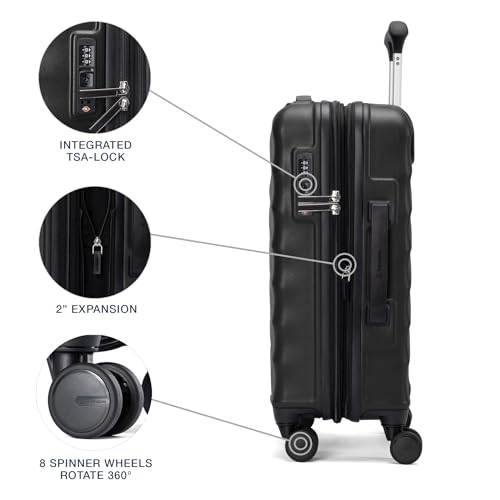 Travelpro Maxlite Air V2 Hardside Expandable Carry on Luggage, 8 Spinner Wheels, Lightweight Hard Shell Suitcase, TSA lock, Black, Compact Carry On 19-Inch
