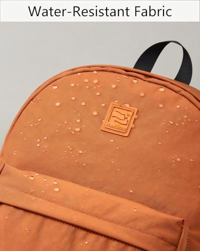 Hanke Travel Backpack for Women Men, Small College Laptop Backpack, Lightweight Water-Resistant Work Bookbag, Cute Casual Daypack for 15.6 Inch Laptop, Reddish Brown