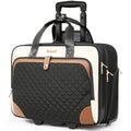 Arcoyard Rolling Laptop Bag, Rolling Briefcase for Women with Waterproof Pocket, 16 Inch Computer Bag, Underseat Carry On Luggage with Wheels for Work Travel Business, Lightweight Beige Brown