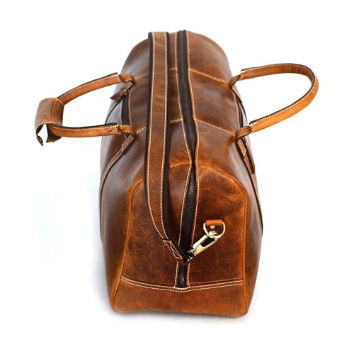 KomalC Leather Duffle Bags for Men and Women Travel Overnight Weekend sports bag holdall Gym Duffel for Men