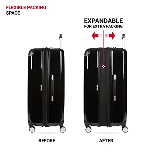 SwissGear 7786 Hardside Expandable Luggage with Spinner Wheels, Black, Checked-Large 27-Inch