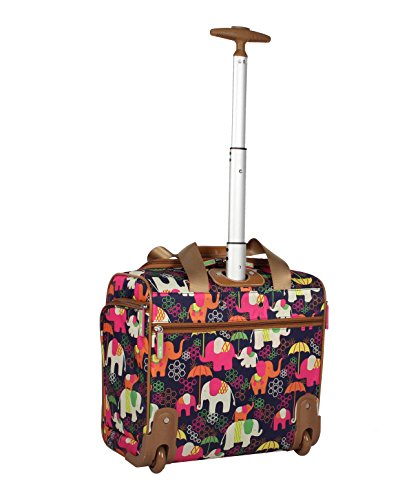 Lily Bloom Designer 15 Inch Carry On - Weekender Overnight Business Travel Luggage - Lightweight 2- Rolling Wheels Suitcase - Under Seat Rolling Bag for Women (Elephant Rain)