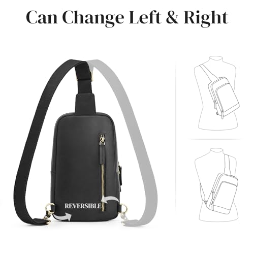 S-ZONE Sling Bag for Men Women RFID Blocking Top Grain Leather Crossbody Shoulder Bag Chest Hiking Daypack Travel