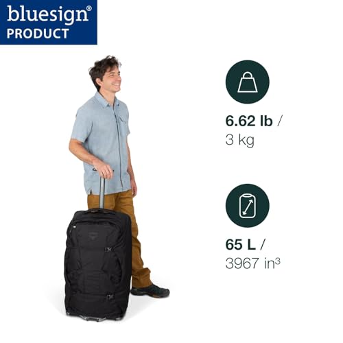 Osprey Farpoint Fairview 65L Wheeled Travel Pack - Rolling Backpack Travel Bag - Luggage with Wheels, Black