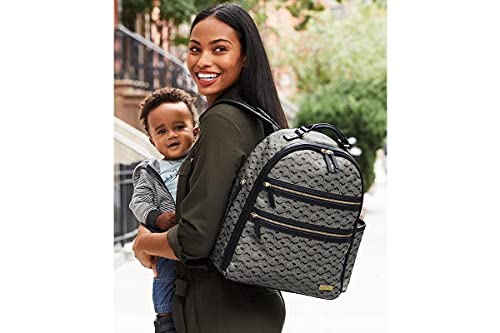 Skip Hop Greenwich Easy Access Diaper Bag Backpack with Changing Pad and Stroller Straps, Deco Saffiano