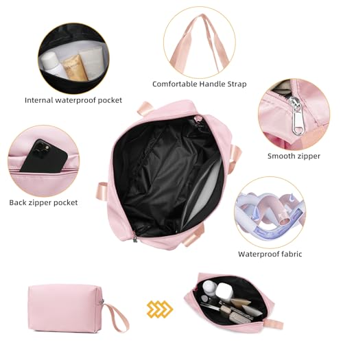 LARVENDER Luggage Sets 3 Piece with Duffel Bag Hardside PP Carry On Suitcase with 360° Spinner Wheels TSA Lock Luggage Sets for Women, Orchid Pink