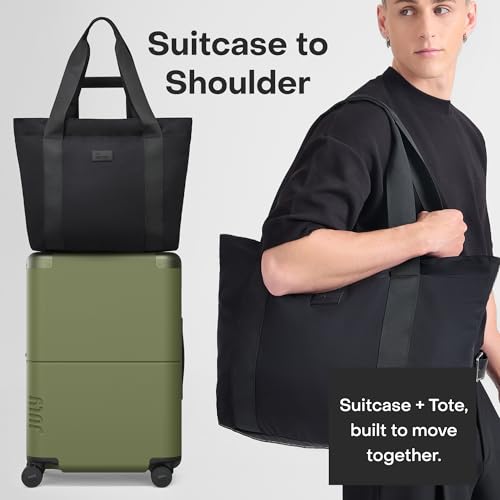 July Carry On Max Expandable - 21.5" Airline Approved Carry On Luggage with Travel Tote, Rolling Suitcase for Men & Women - TSA Lock Spinner Suitcase, Silent Wheels, Expansion Zip - Moss