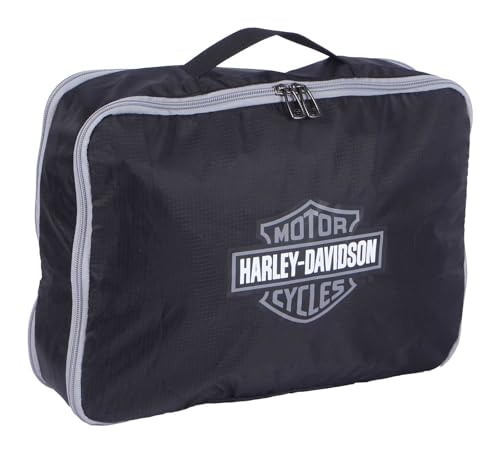 Harley-Davidson 3PC Expandable Packing Cube Set, Bar & Shield Logo- Black/Silver
