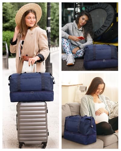 Wandering Nature Personal Item Bag 18x14x8 Travel Duffel Bag Underseat Carry on Luggage with Shoe Compartment Wet Pocke Toiletry Pouch for Women Men Patent Pending
