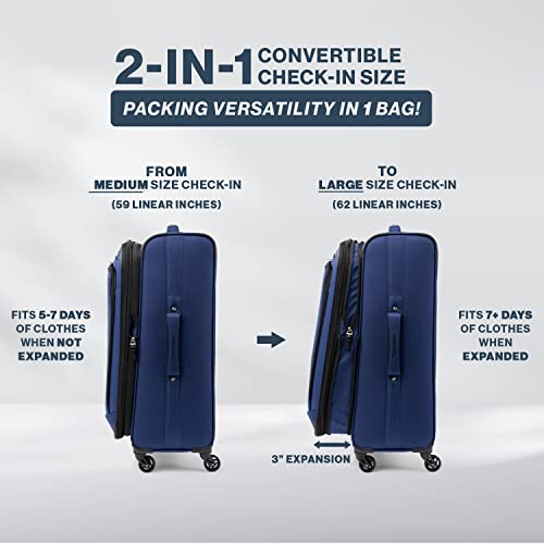 Travelpro Runway 3 piece Luggage Set, Carry on UnderSeat Luggage Soft Tote, Carry-on & Convertible Medium to Large 28-Inch Check-in Expandable Luggage, 4 Spinner Wheels, Softside Suitcase, Black